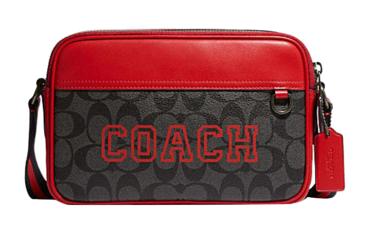 

Грэм Холщовая Сумка Через Плечо С Кожаной Отделкой, Средний Размер Мужская Красная COACH