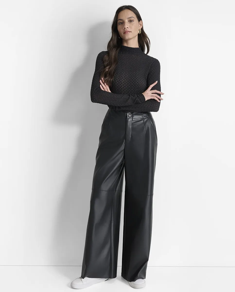 

Женские широкие брюки из экокожи с боковыми карманами Dkny Jeans, черный