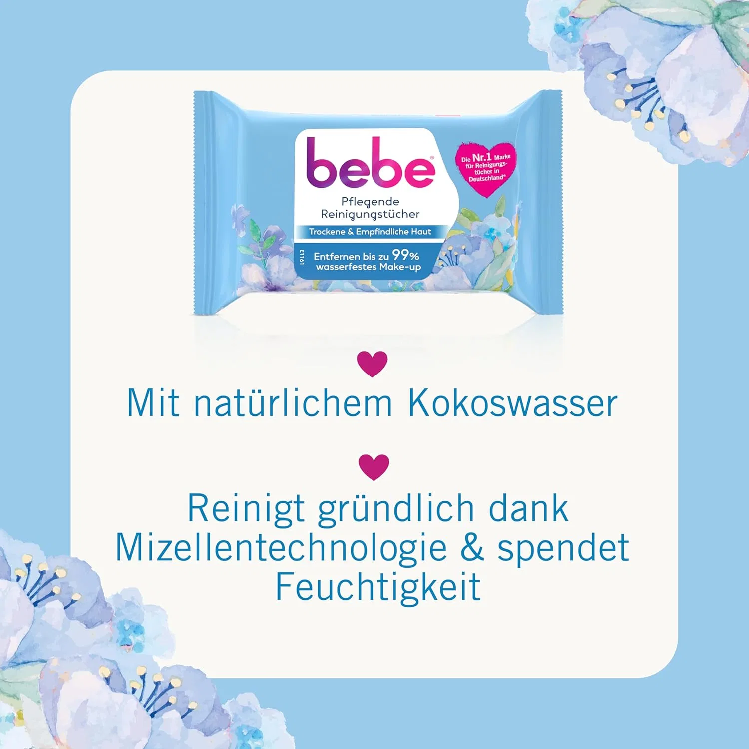 Мицеллярная вода Bebe — Питательные очищающие салфетки с кокосовой водой от — фото 4