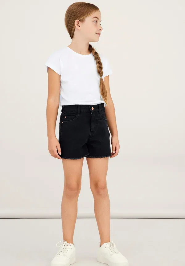 Шорты джинсовые Name It Nkfrose hw mom dnm shorts 8222 au noos denim shorts, черный деним