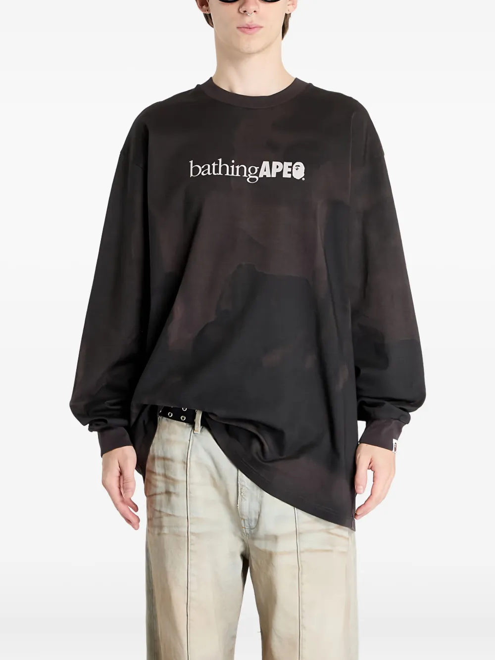 

Футболка с длинными рукавами и логотипом A BATHING APE, черный