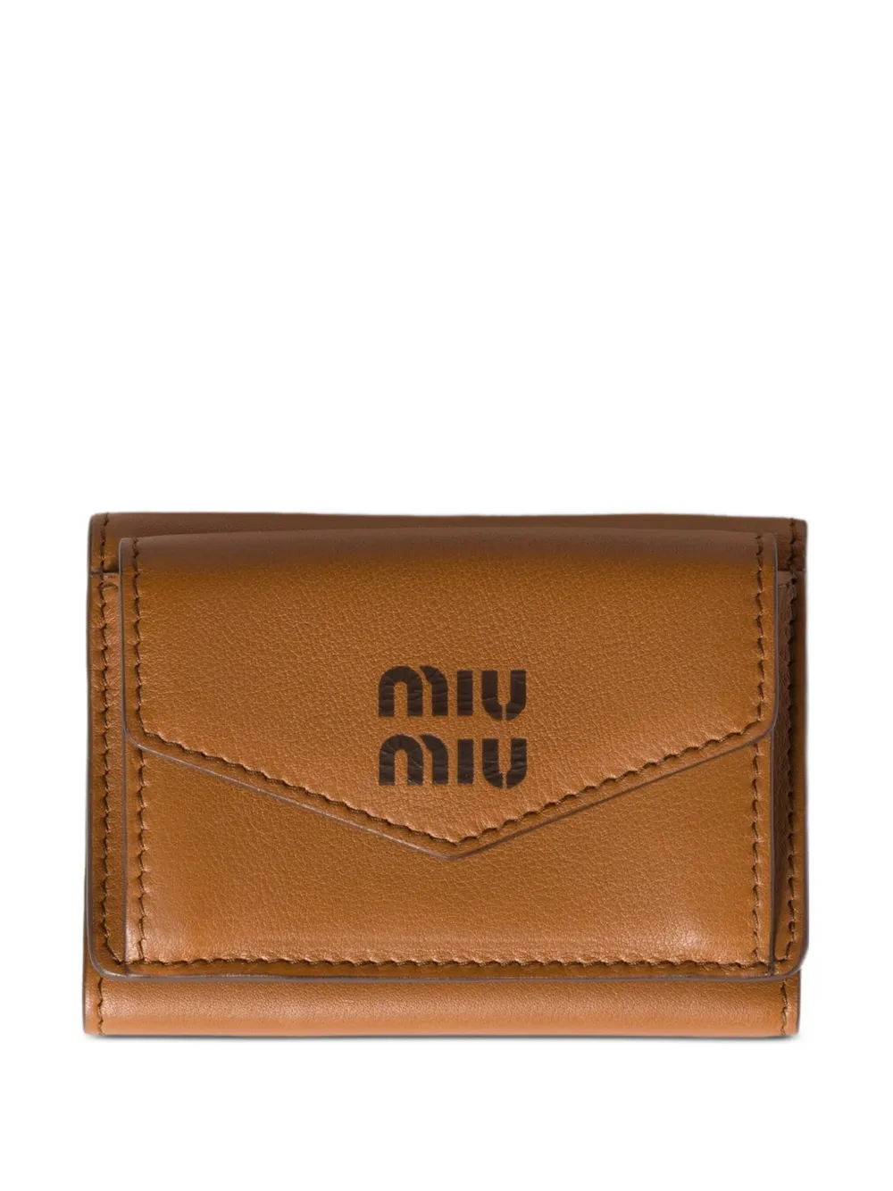 

Кошелек с тисненым логотипом MIU MIU, коричневый