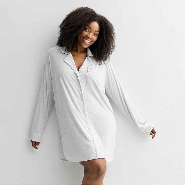 

Сонная рубашка Plus size с V-образным вырезом Sonoma Goods For Life, Dark Moonbeam Heather
