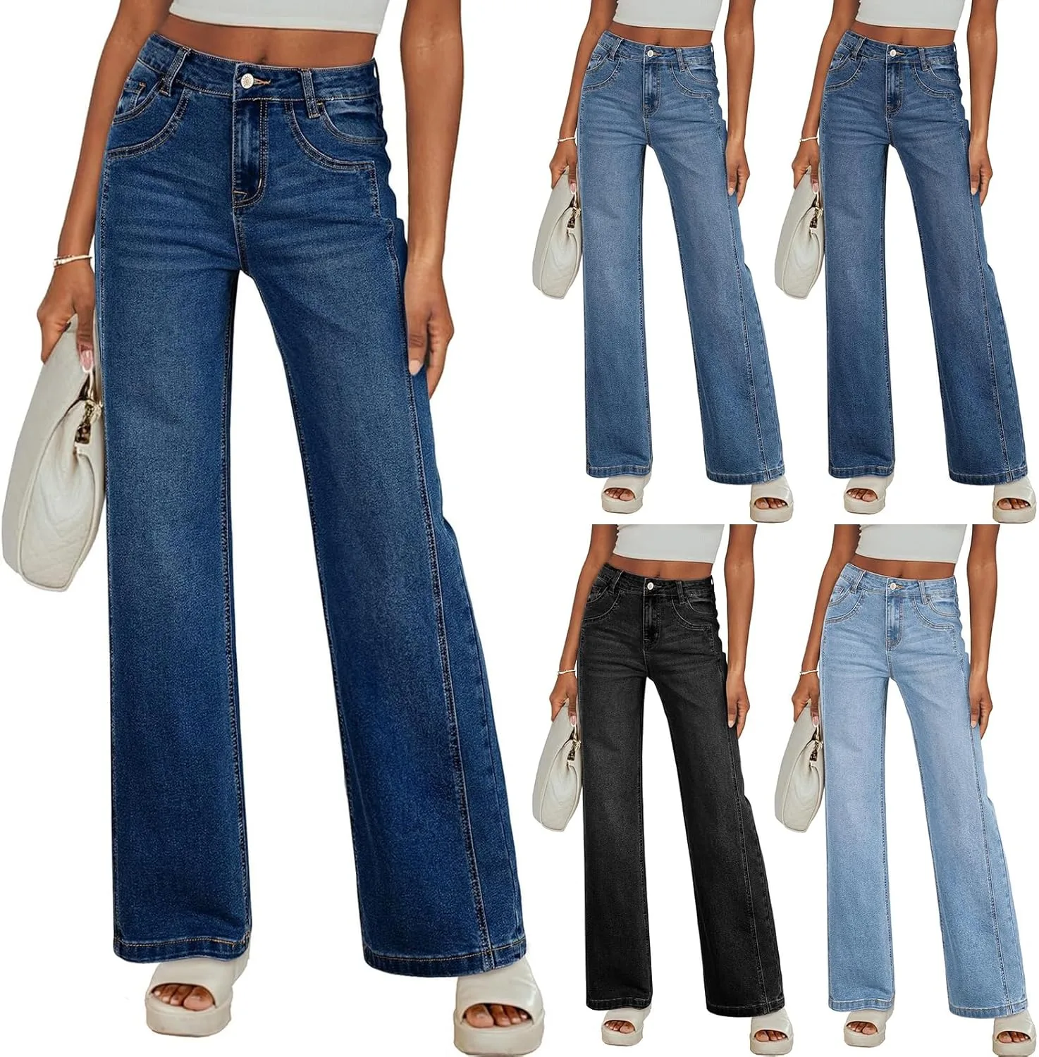 

Брюки джинсы baggy wide leg женские casual low rise