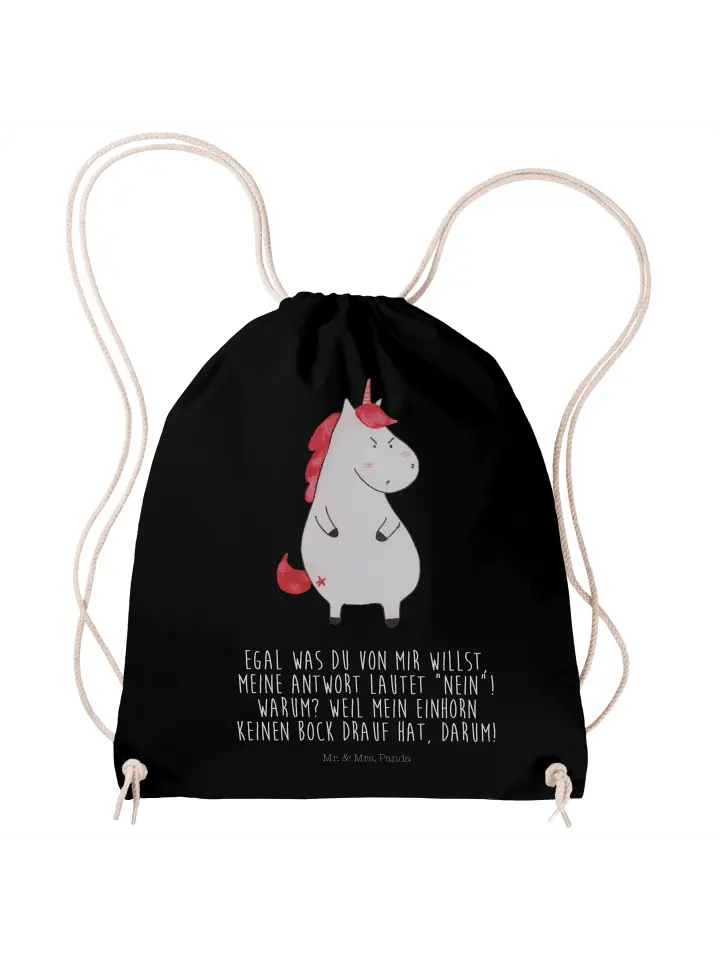 

Спортивная сумка Mr & Mrs Panda Sportbeutel Einhorn Wut, черный