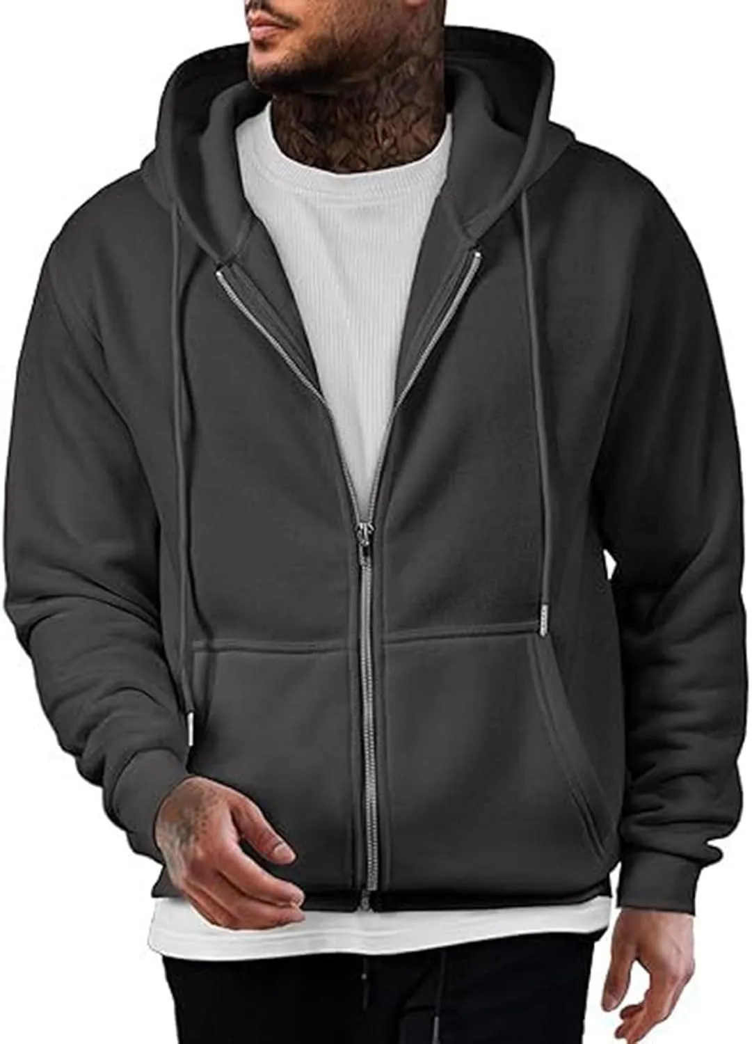 

Мужская толстовка с капюшоном Full Zip, Casual, Cotton, Drop Shoulder, с карманом Zyuoel