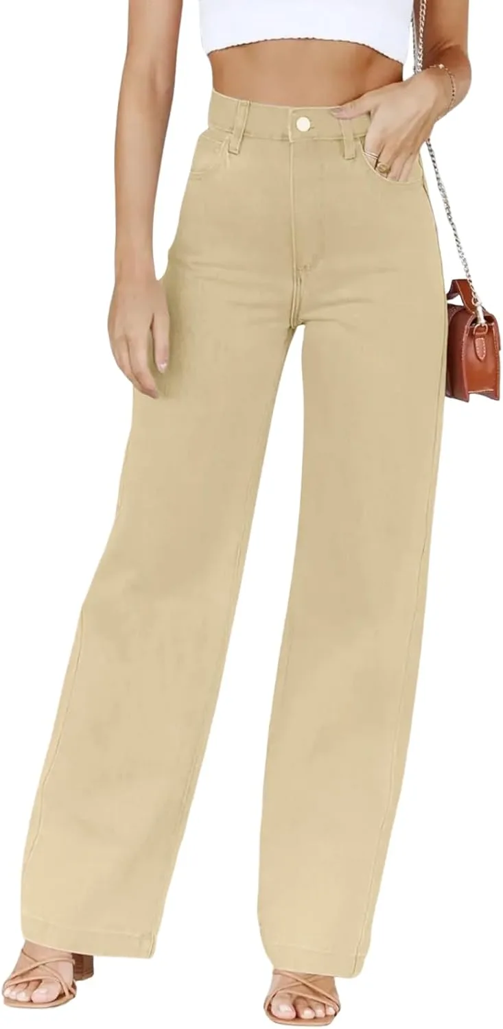 

Брюки-джинсы женские baggy, high waist, straight, wide leg Bibabiba