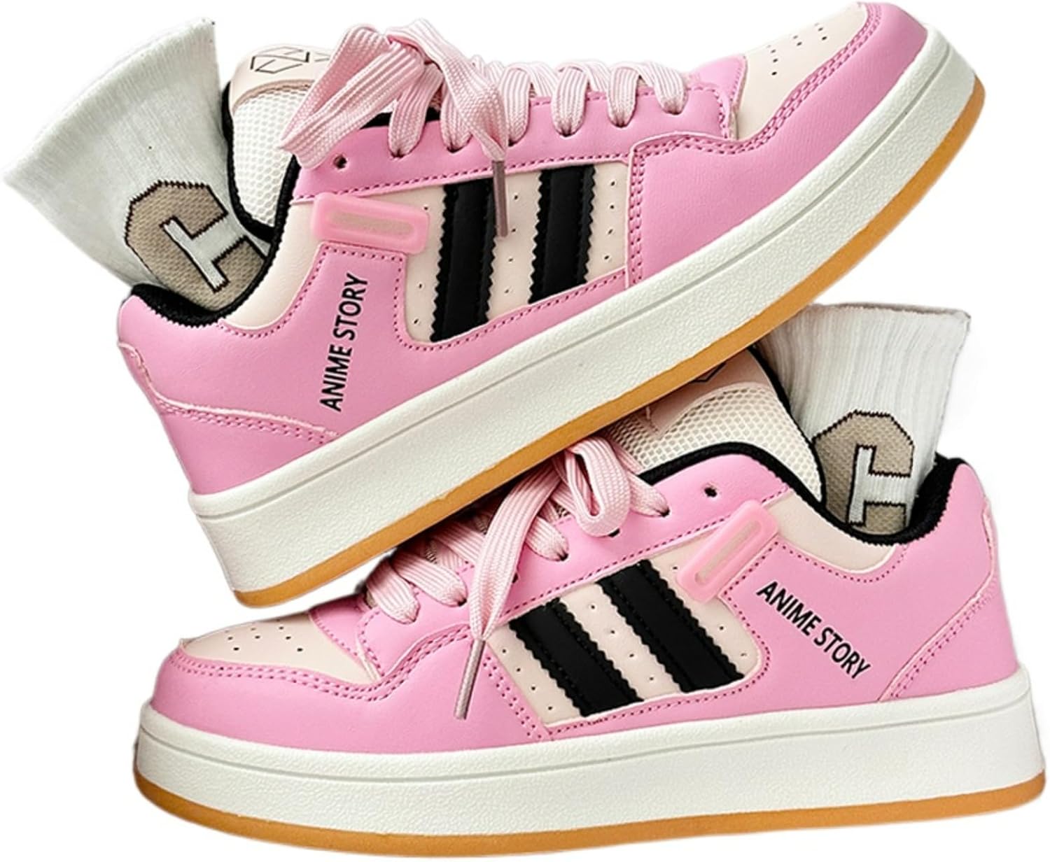 

Женские и мужские кроссовки ZQW Y2K с платформой, повседневные, на шнуровке, спортивные, милые, для прогулок, с нескользящей подошвой, низкие, в различных цветах, черный/розовый