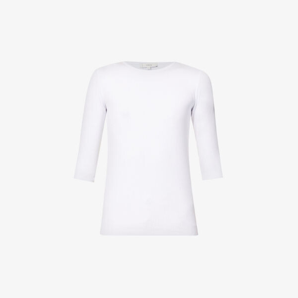 

Топ из эластичной ткани в рубчик с рукавами три четверти Vince, белый