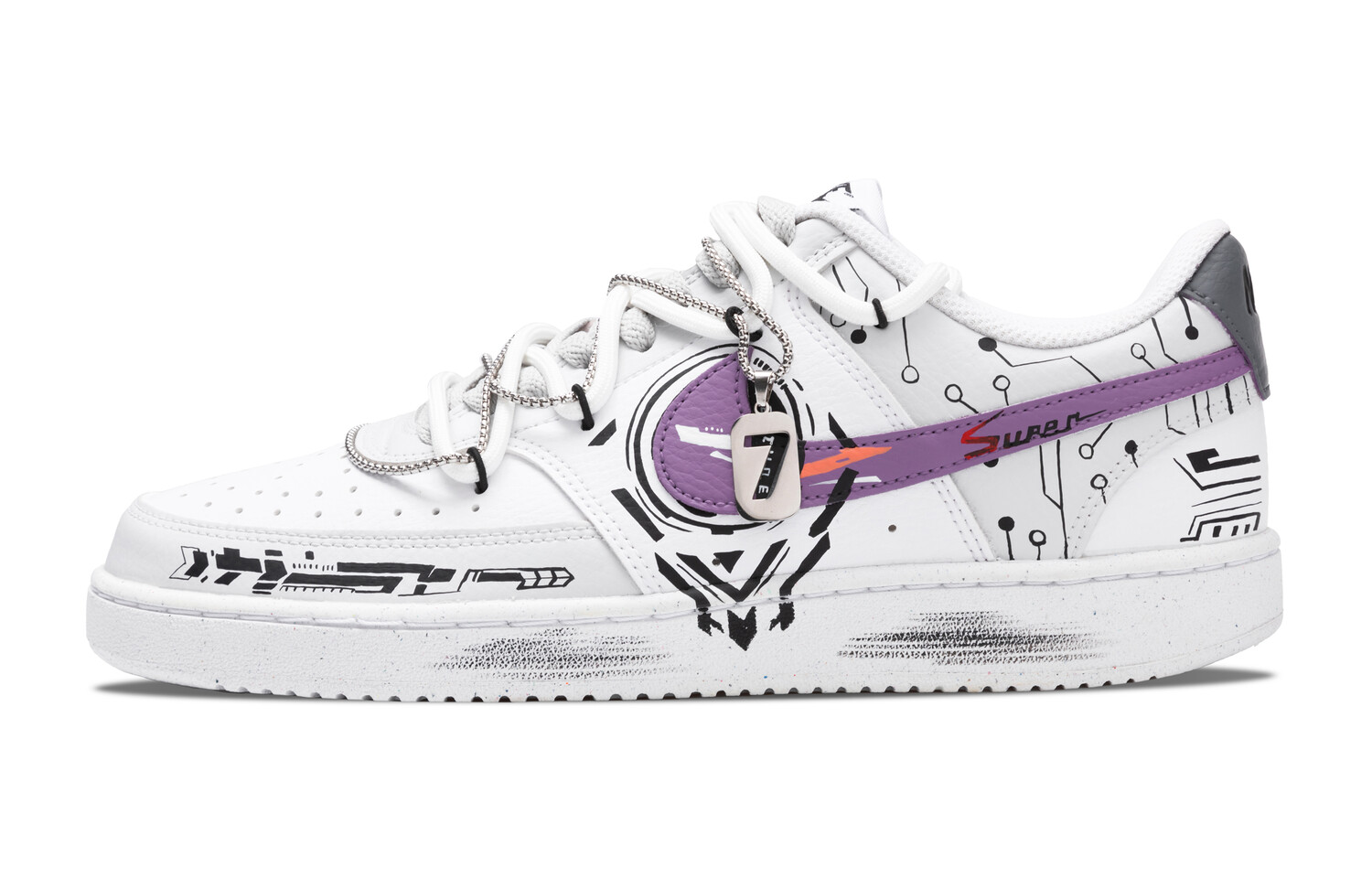 

Кроссовки Nike Court Vision 1 Skateboarding Shoes Men Low-top Black/purple, белый