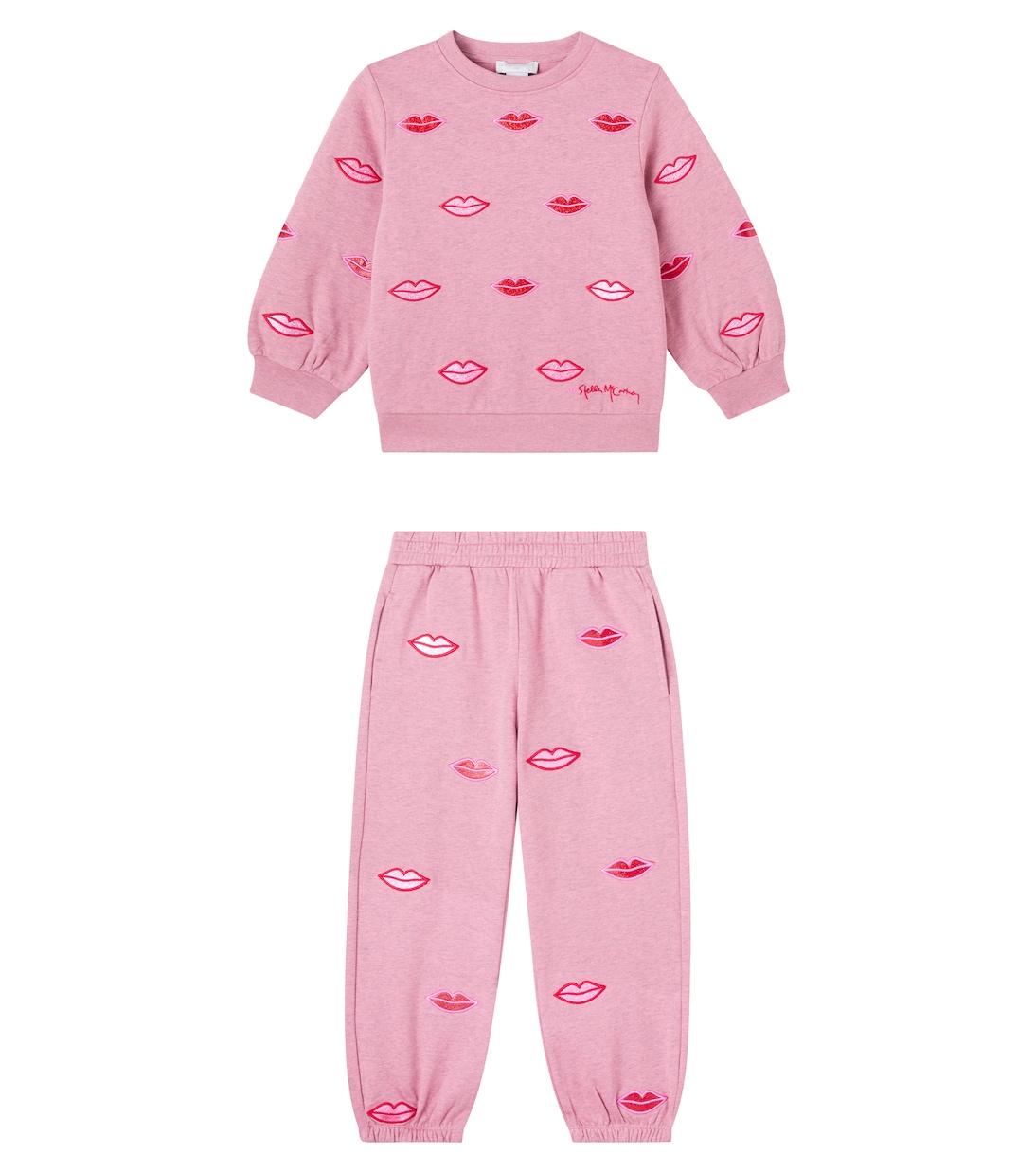 

Комплект из хлопкового трикотажа и спортивных штанов Stella McCartney Kids, Rosa Melange