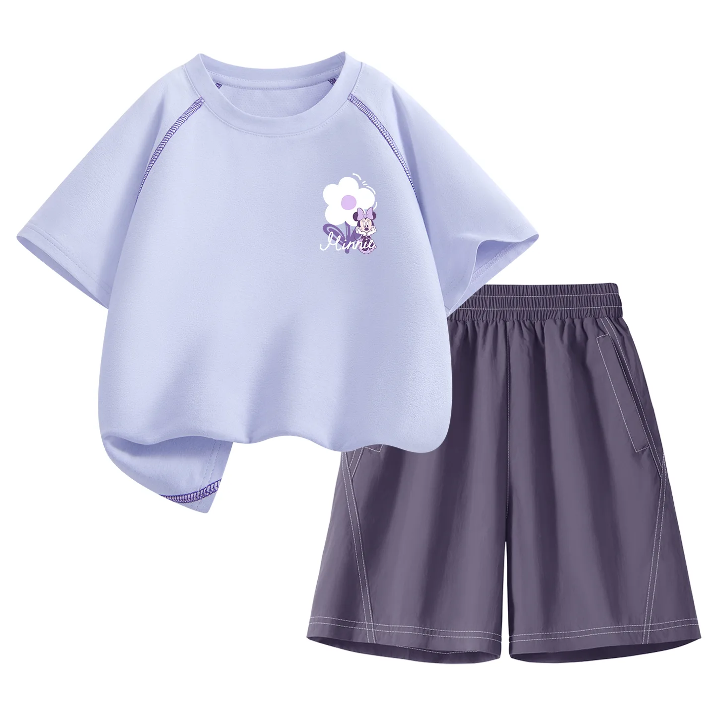 Детская спортивная футболка с круглым вырезом Disney, Di Xuan Color Camouflage Purple+Solid Color Camouflage Purple — фото 3