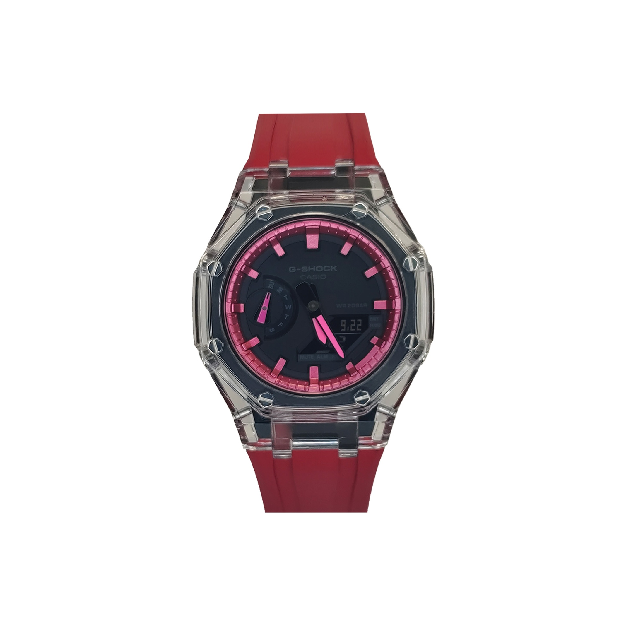 

CASIO Часы Men Liquid Crystal/Analog Dual Display Series Black Watch, Transparent Heat Pink
