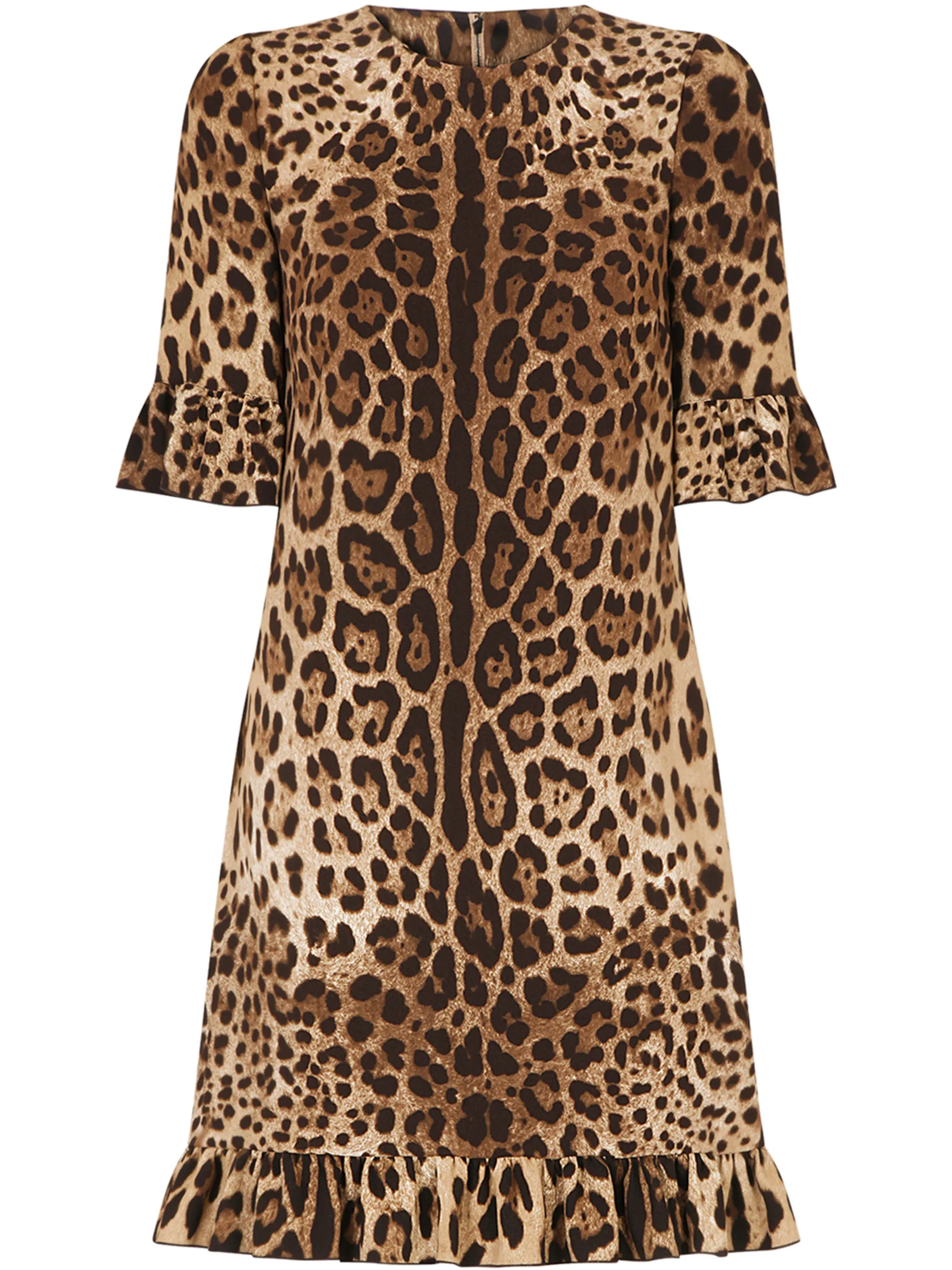 

Платье мини с леопардовым принтом и оборками Dolce & Gabbana, коричневый