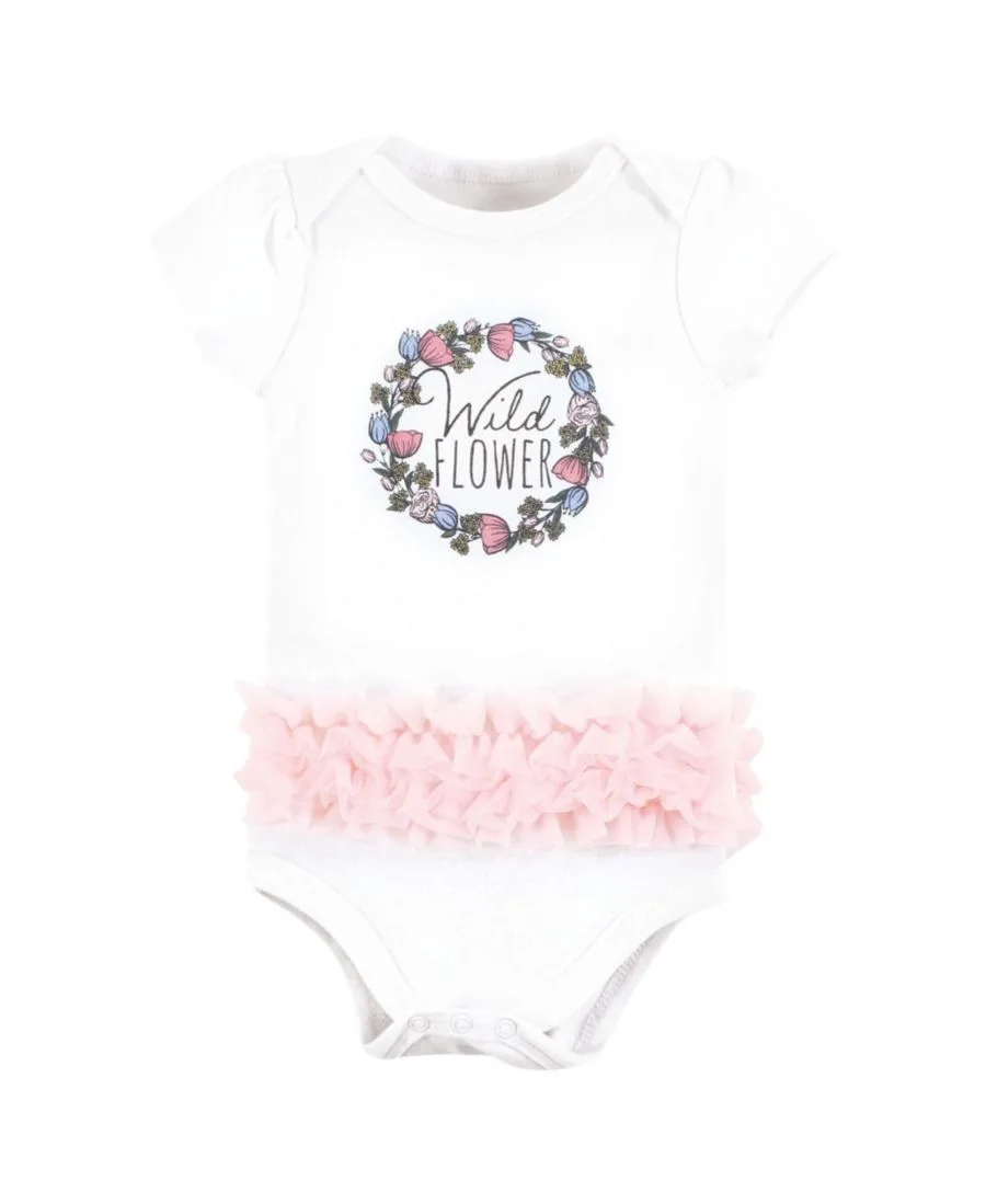 Комплект из 3 мягких хлопковых боди на каждый день Hudson Baby, Wild Flower Tutu — фото 3