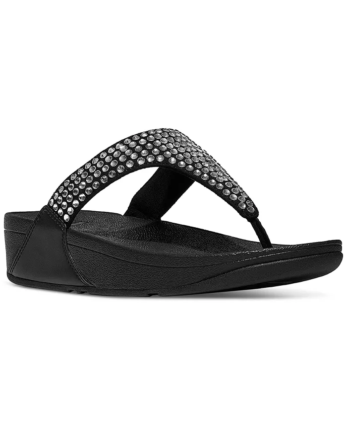 Женские босоножки Lulu Maxi-Crystal на танкетке с перекладиной для носка FitFlop, черный