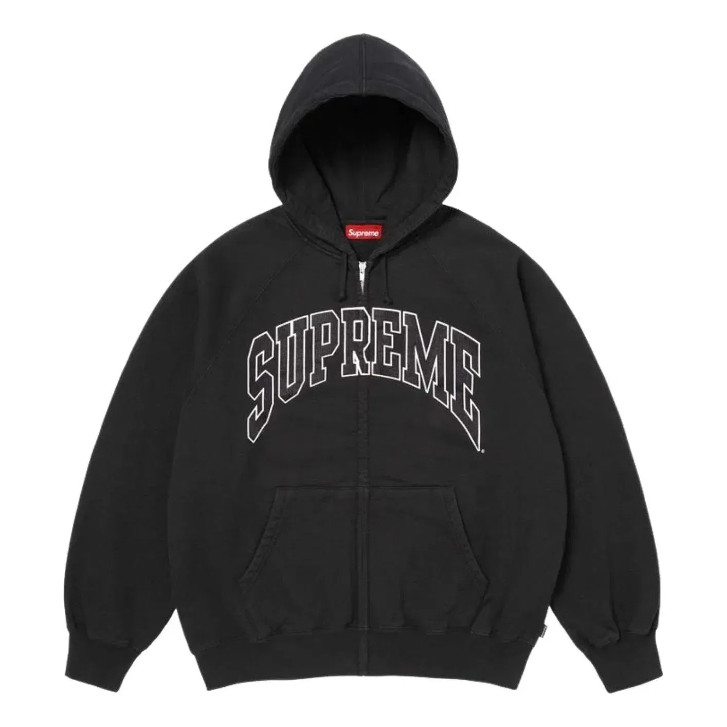 Толстовка Supreme SS26 Cracked Raglan Zip Up Hooded Sweatshirt 'Black' SUP-SS26-192-BLK, черный