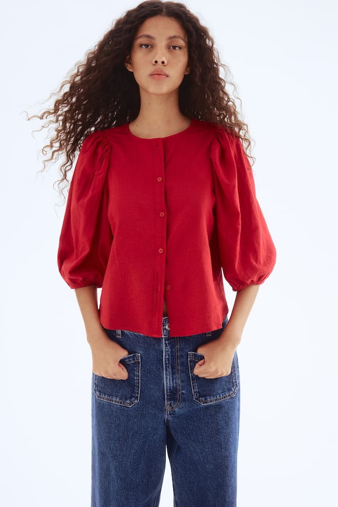 

Блузка из льняной смеси H&M, красный