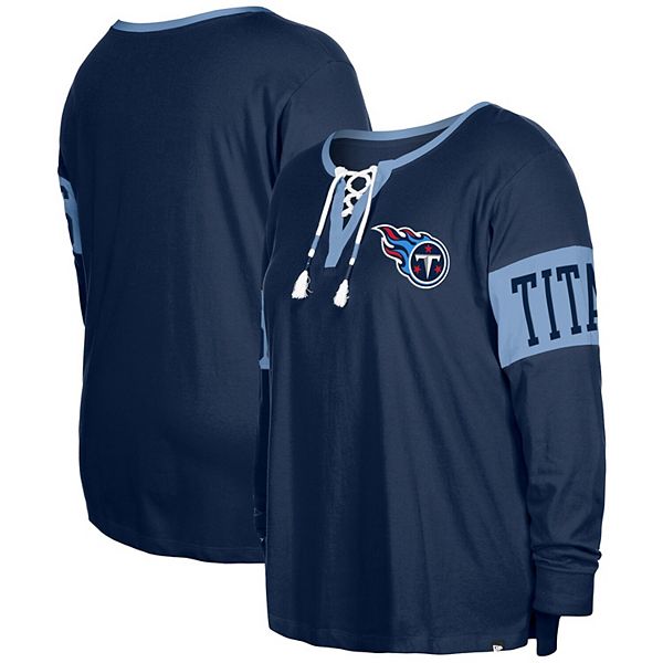 

Женская футболка с длинным рукавом и V-образным вырезом Tennessee Titans, plus size, синяя New Era, Синий, Женская футболка с длинным рукавом и V-образным вырезом Tennessee Titans, plus size, синяя New Era