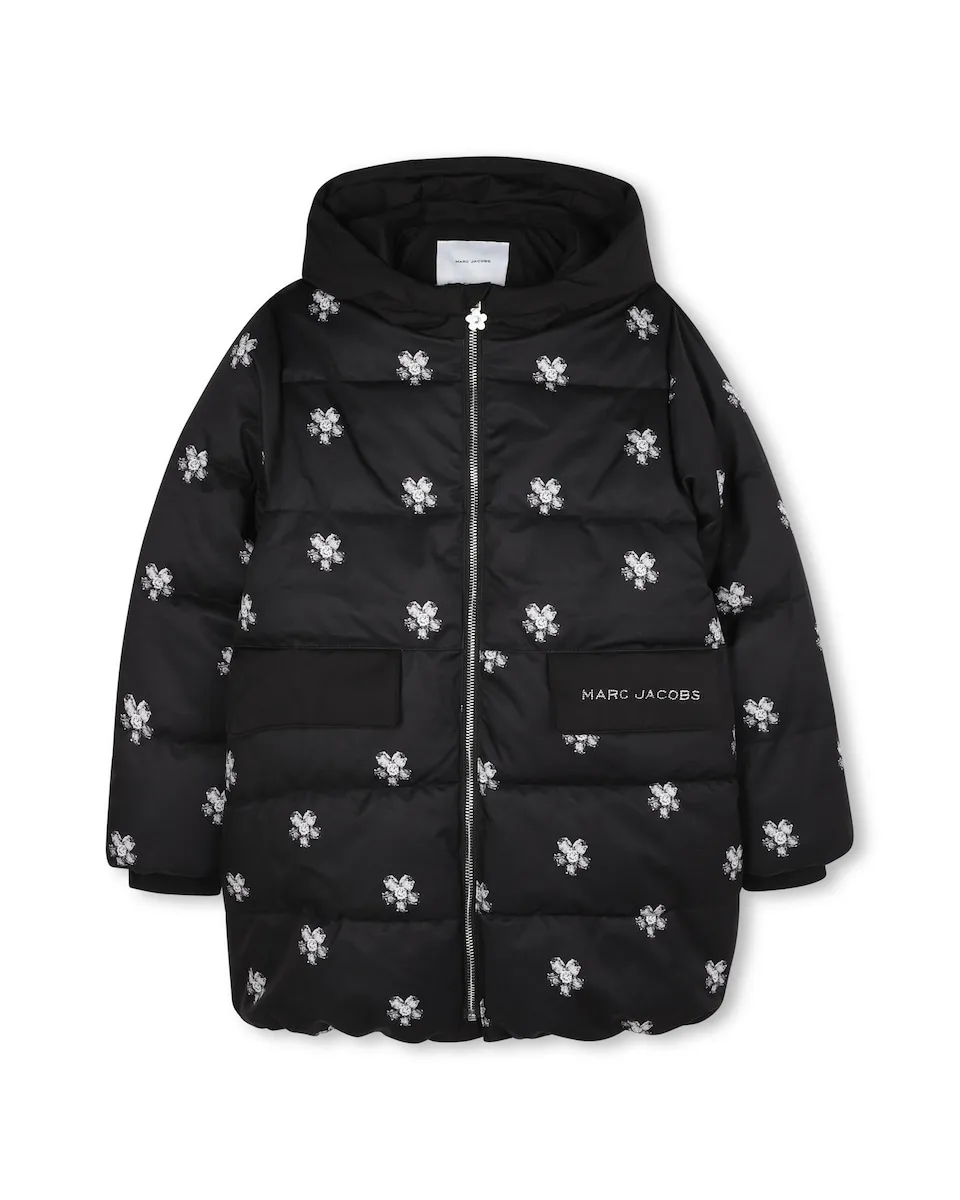 

Детское пальто для девочки черного цвета с длинными рукавами Marc Jacobs