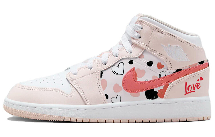 

Кроссовки Air Jordan 1 Vintage Basketball Shoes Women's Mid-top Pink/Purple, розовый
