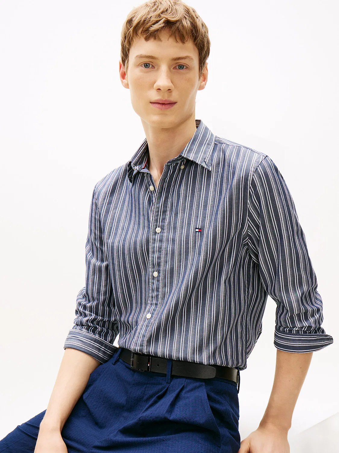 Рубашка на пуговицах стандартного кроя Tommy Hilfiger, Marine Blue — фото 3