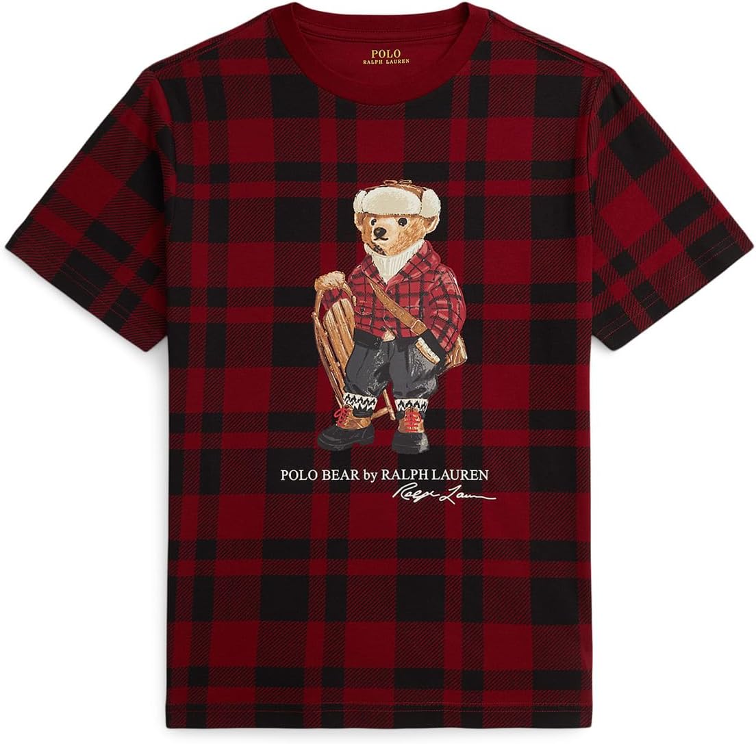 

Футболка из хлопка Polo Bear Plaid Polo Ralph Lauren Kids, Hol25 Bear Edge Holiday Check
