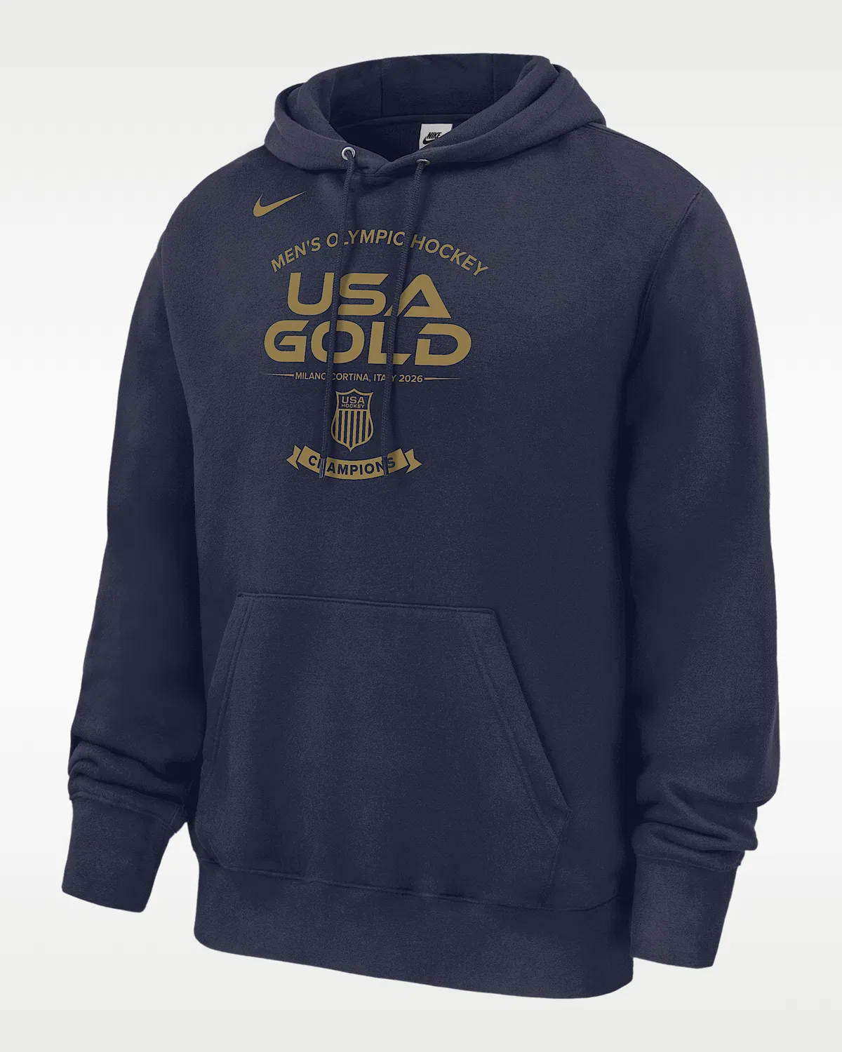 Мужская худи Nike USA Team 2026 "Gold Medal" Club Fleece Roster, Navy/Gold