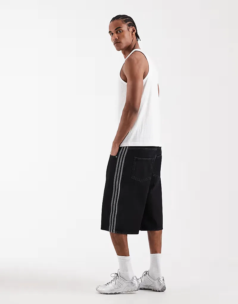 Шорты Adidas Originals Firebird из выстиранного денима, черный — фото 3