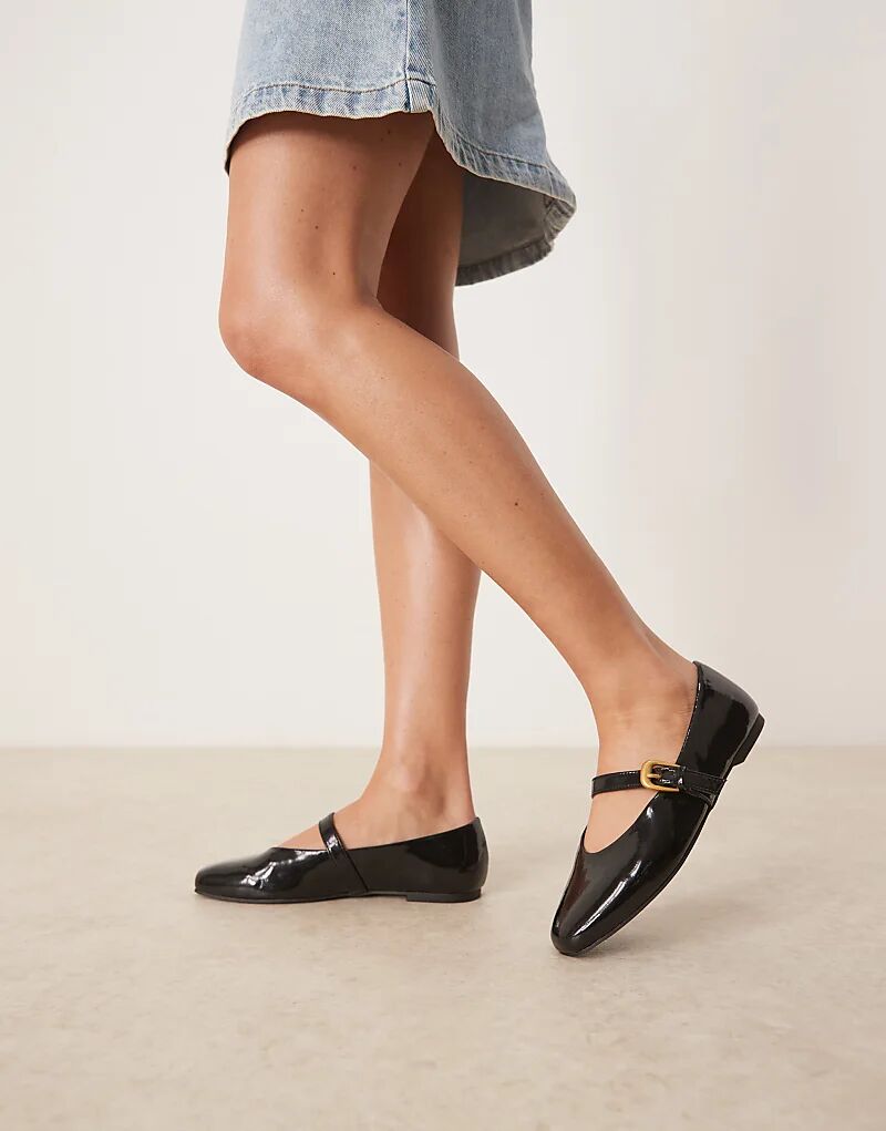 Балетки Leah Mary Jane от ASOS DESIGN из черного лака — фото 4