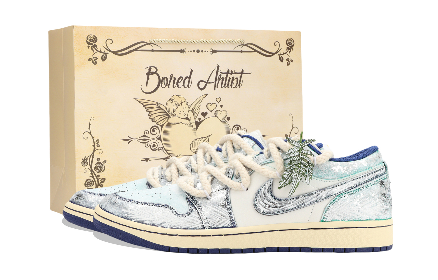 

Jordan Кроссовки Air 1 Jiangjin Moon, износостойкие низкие винтажные баскетбольные кроссовки унисекс, белый с зелеными вставками