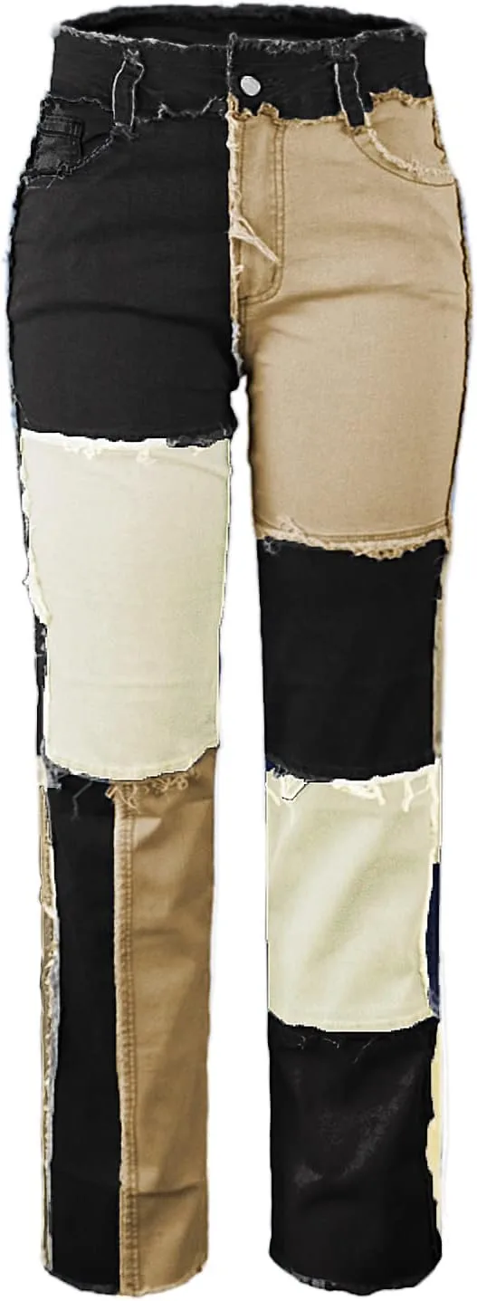 

Atditama женские джинсы с высокой талией, потертые, широкие клеш