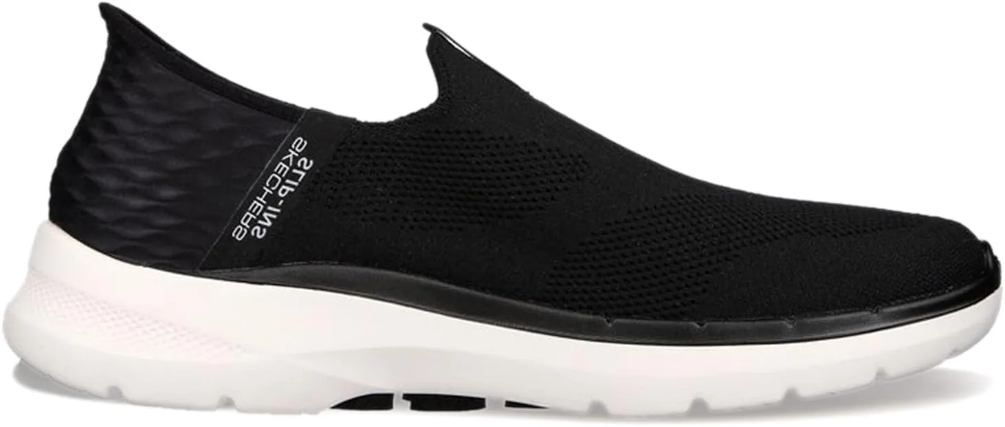 Слипоны Skechers Slip-ins: GO Walk 6 Easy On Slip-on Walking Trainers, белый/черный — фото 4