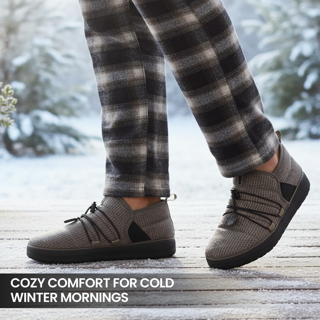 Мужские тапочки Northside Rainier Mid Camp - стеганые домашние и тапочки с подошвой из пены EVA, мягкой подкладкой и высоко сцепляющей подошвой, водоотталкивающая уютная обувь, Dark Stone — фото 4
