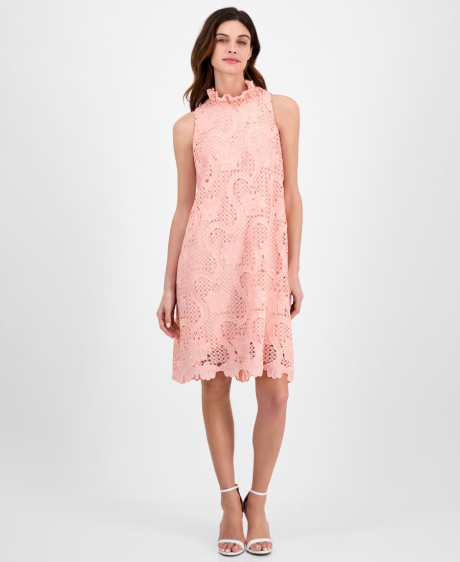 

Женское кружевное платье-футляр без рукавов с оборками на воротнике Anne Klein, Blossom