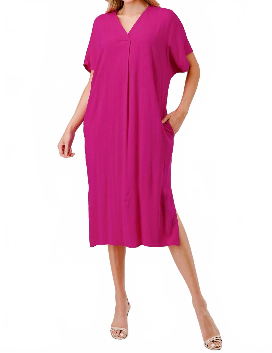 

Ария платье миди с V-образным вырезом в ярко-розовом цвете Pixi + Ivy