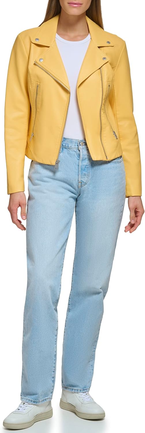 Женская байкерская куртка Levi's 538 из веганской кожи (стандартный и большой размер), Amber/Cream — фото 2