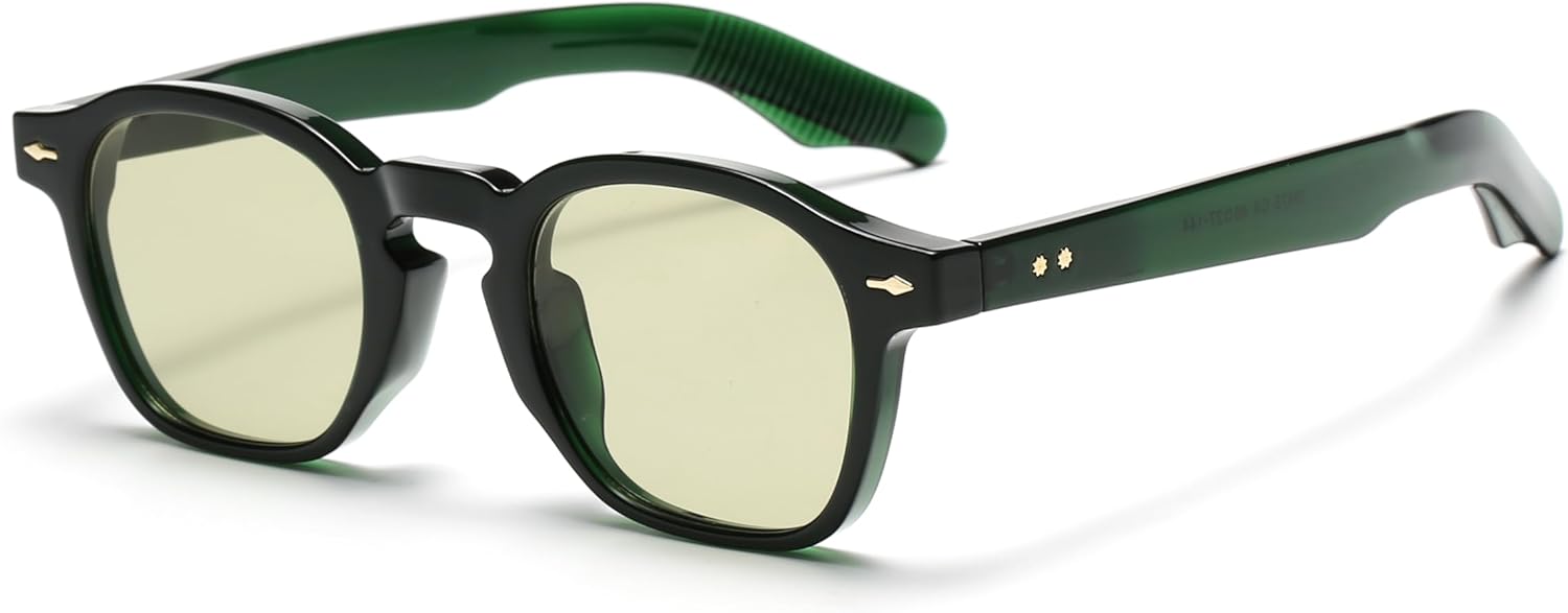 

Солнцезащитные очки в стиле ретро для женщин и мужчин, маленькие квадратные, массивная оправа в стиле 90-х, защита от УФ-излучения SOLVANSKI, 4-green Frame & Yellow Lens