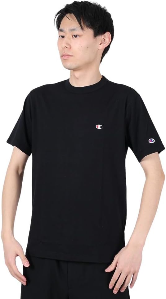 

Мужская футболка Champion C3-X352 с коротким рукавом, круглый вырез, 100% хлопок, вышивка, логотип One Point, футболка с коротким рукавом, базовый стиль, черный