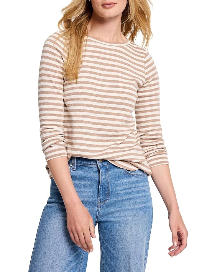 

Футболка NIC+ZOE Striped Bracelet Sleeve Boat Tee, цвет Neutral Multi