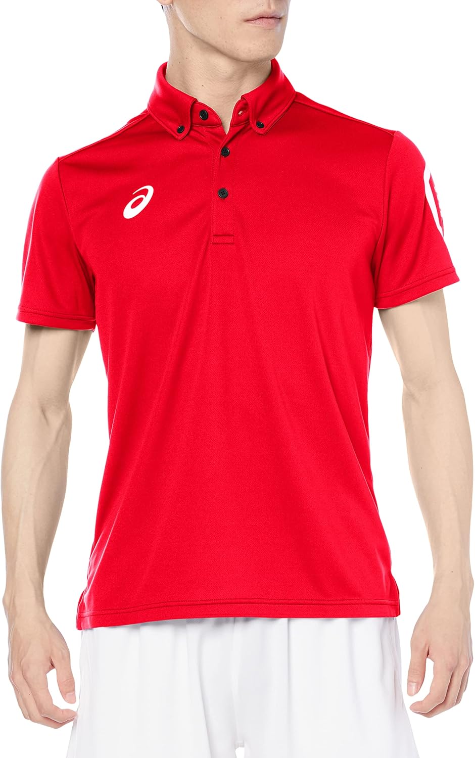 

Мужская тренировочная футболка-поло Asics 2031D728, с коротким рукавом, изготовлена из переработанного материала, красный
