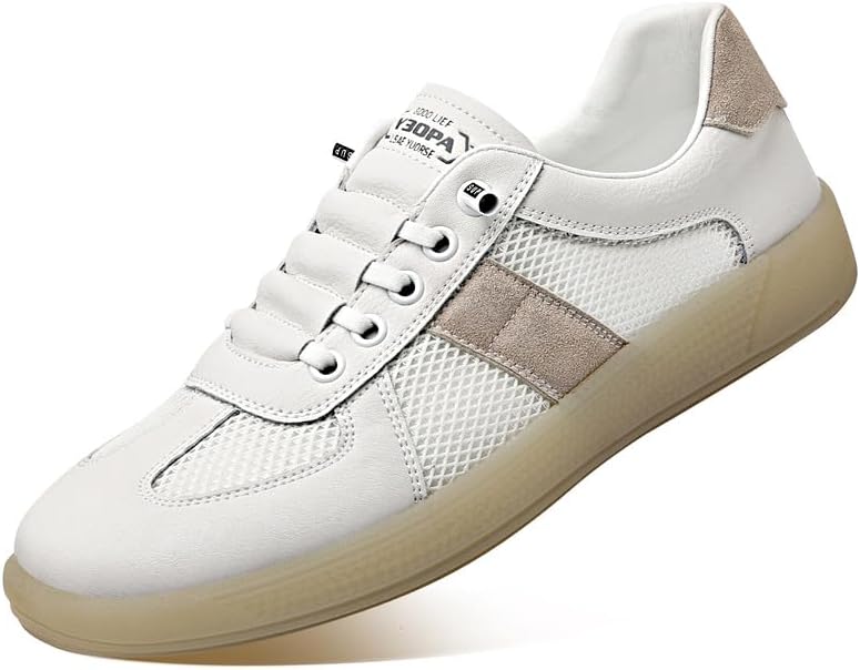 

LHYXU мужские повседневные кроссовки в британском стиле из микрофибровой кожи, низкие, на шнуровке, спортивные, белый