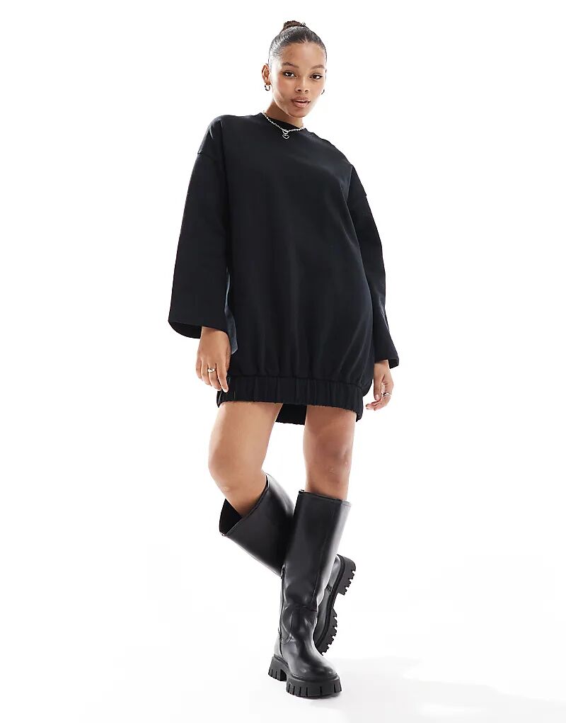 

Мини-платье-свитер с рукавами-коконами черного цвета ASOS DESIGN