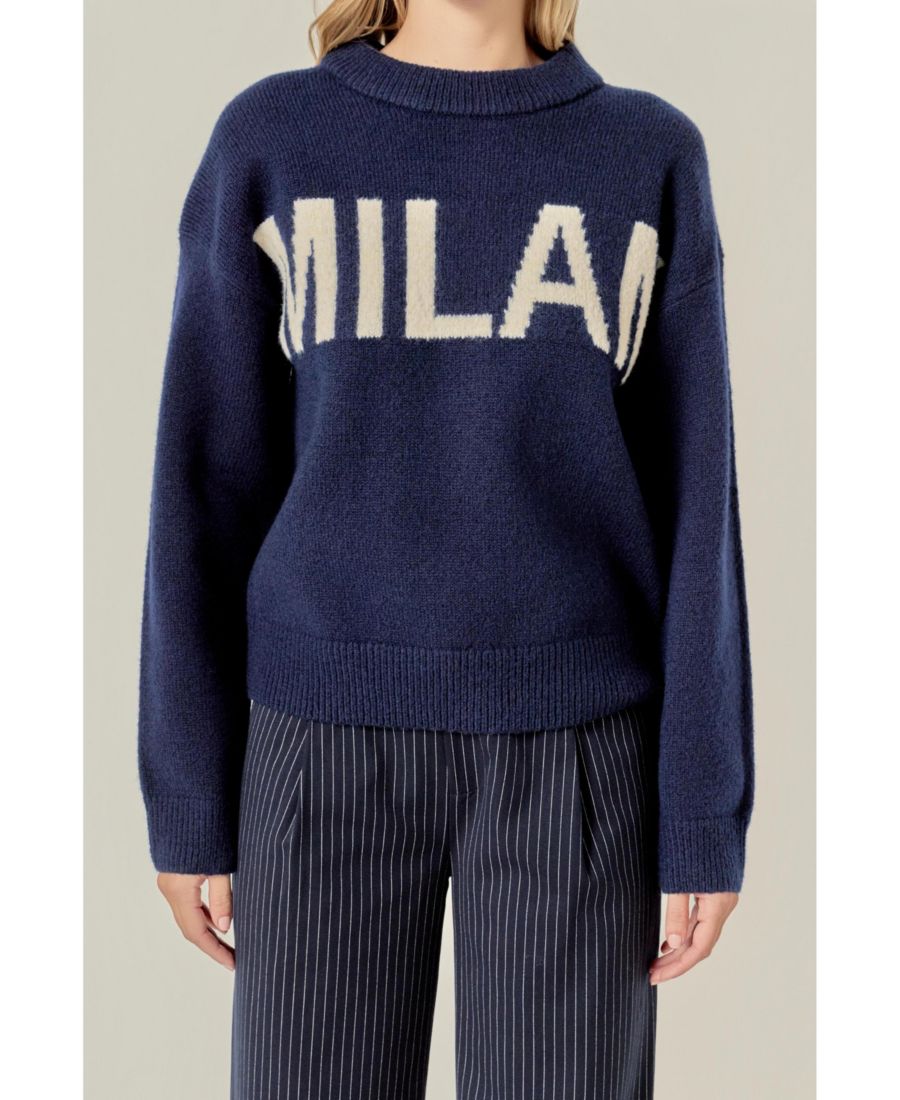 

Женский свитер с надписью English Factory, Navy/cream