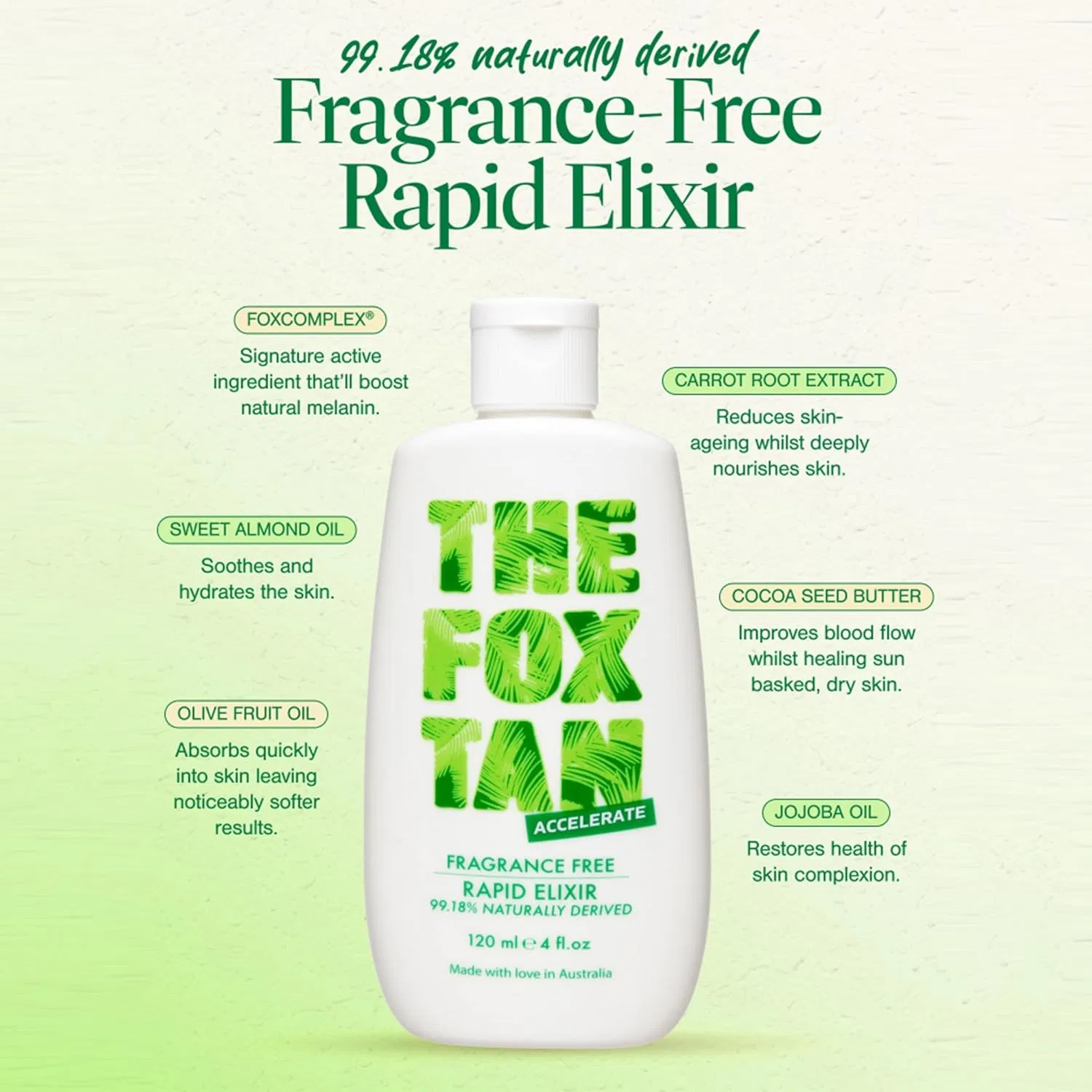 Ускоритель загара The Fox Tan Fragrance Free Rapid Tanning Elixir, 120 мл The Fox Tan — фото 4