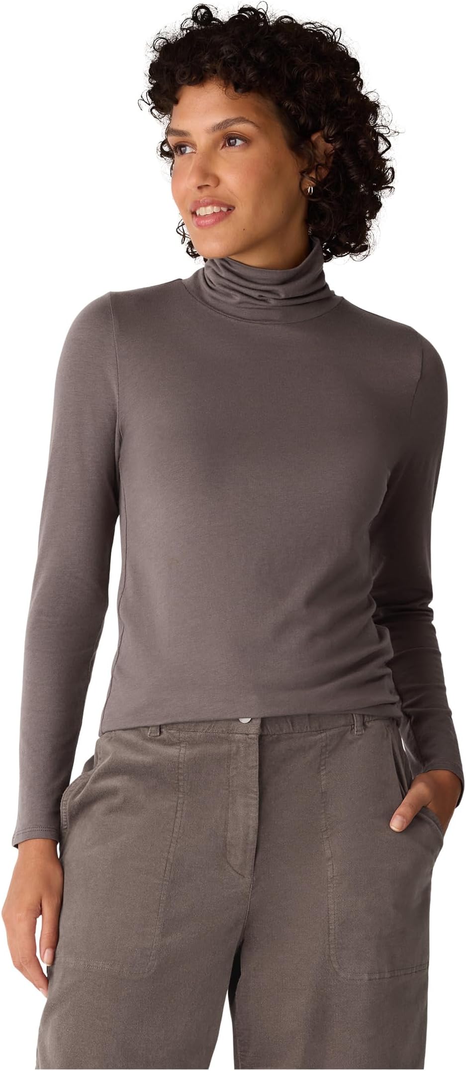 

Женский прозрачный трикотажный топ с высоким воротом Eileen Fisher, Rye