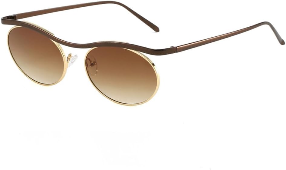 

Солнцезащитные очки UV400 с защитой от УФ-излучения - овальные, в стиле металлик-панк, с градиентным переходом цвета, подходят для женщин и мужчин, для бега и занятий спортом на открытом воздухе UYPTK, Bronze Tea Gradient