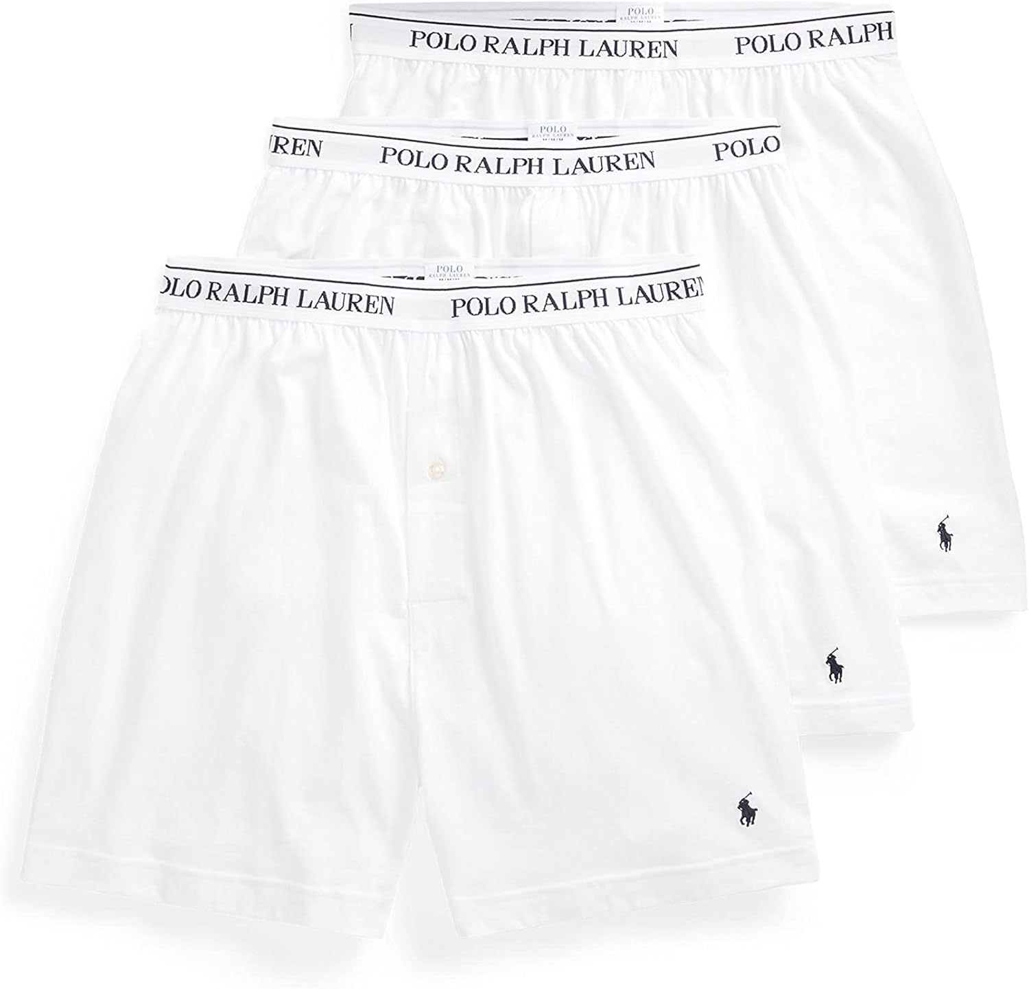 

POLO RALPH LAUREN Мужские боксеры Classic Fit из хлопкового трикотажа, 3 шт, White/Navy - 3 Pack
