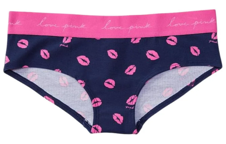 Victoria's Secret Женские трусы 1 шт, принт "Помада", цвет navy blue