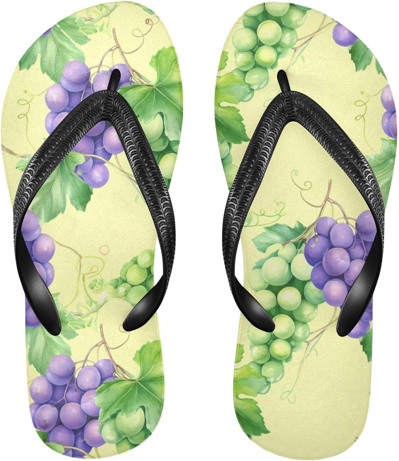 

Желтые шлепанцы с рисунком виноградных листьев, пляжные сандалии-вьетнамки, резинескользящие летние тапочки для ходьбы, обувь для женщин и мужчин Sinestour